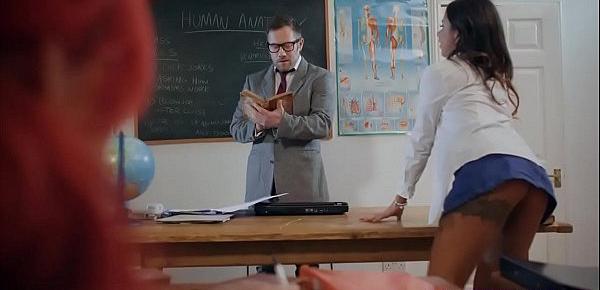  Teen got bored by the biology lesson and fucks the teacher